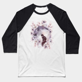 Moon Cat Purple Baseball T-Shirt